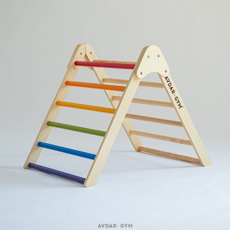 Wooden Climbing Gym Rainbow Triangle Set by Avdar Toys Kids Furniture for 18m+ (Furniture Shipping)