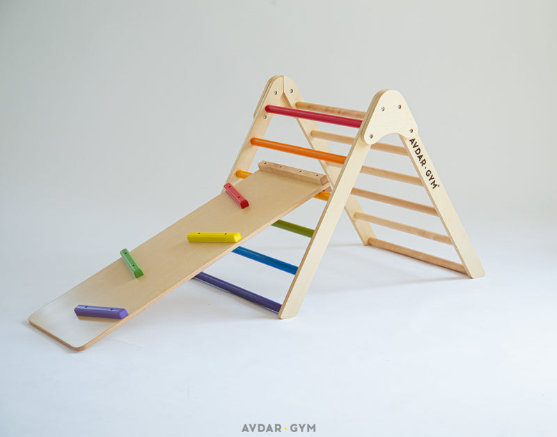Wooden Climbing Gym Rainbow Triangle Set by Avdar Toys Kids Furniture for 18m+ (Furniture Shipping)