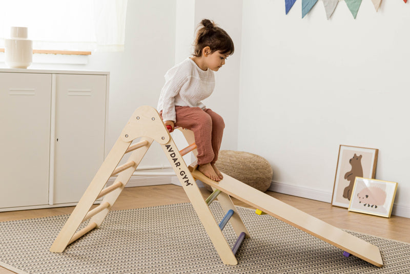 Wooden Climbing Gym Rainbow Triangle Set by Avdar Toys Kids Furniture for 18m+ (Furniture Shipping)