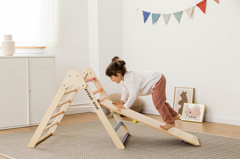Wooden Climbing Gym Rainbow Triangle Set by Avdar Toys Kids Furniture for 18m+ (Furniture Shipping)