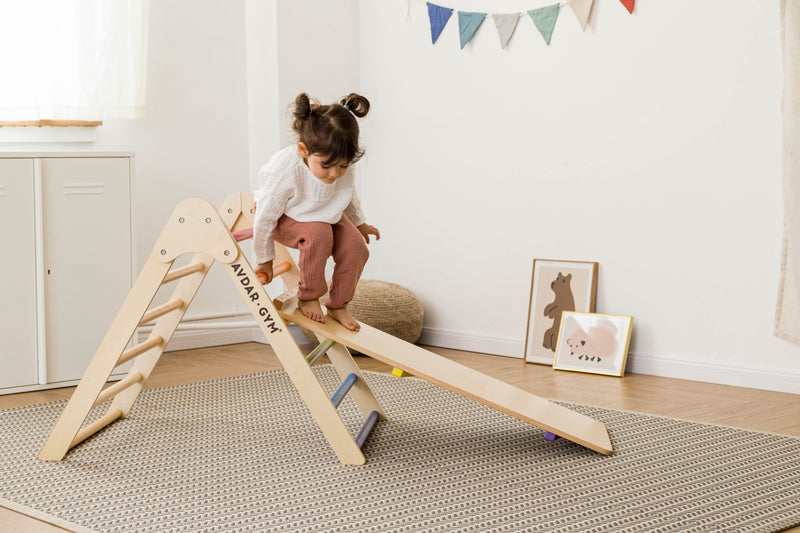 Wooden Climbing Gym Rainbow Triangle Set by Avdar Toys Kids Furniture for 18m+ (Furniture Shipping)