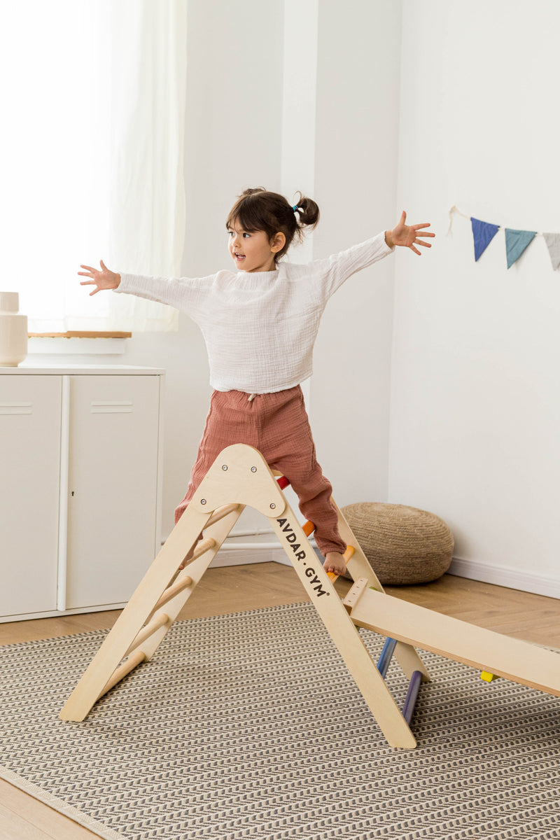 Wooden Climbing Gym Rainbow Triangle Set by Avdar Toys Kids Furniture for 18m+ (Furniture Shipping)