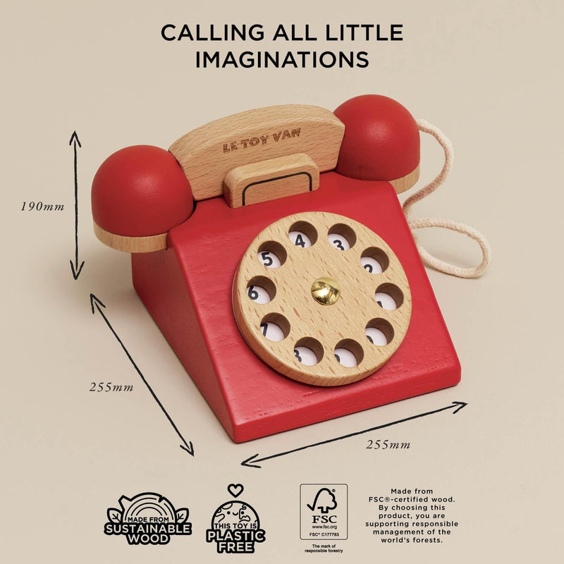 Le Toy Van Wooden Vintage Telephone Honeybake Developmental Toys for Toddlers Gifts Idea Best Seller 2yrs+