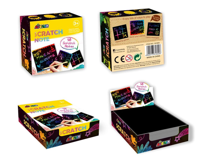 Avenir Scratch Note Book Square 50pc Art and craft for kids 3yrs+