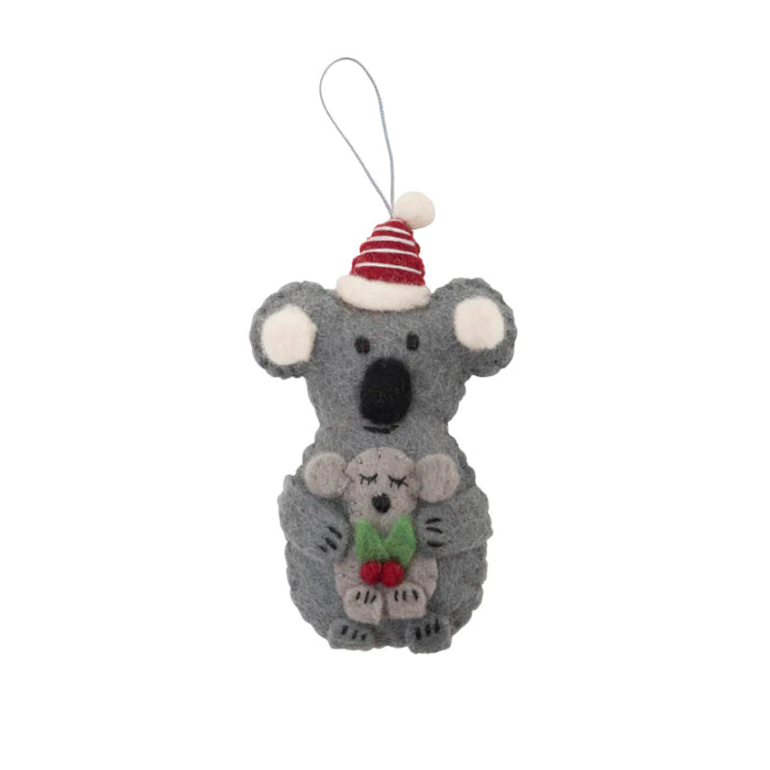 Pashom Felt Christmas Koala With Baby Christmas Tree Decoration Australian Animals