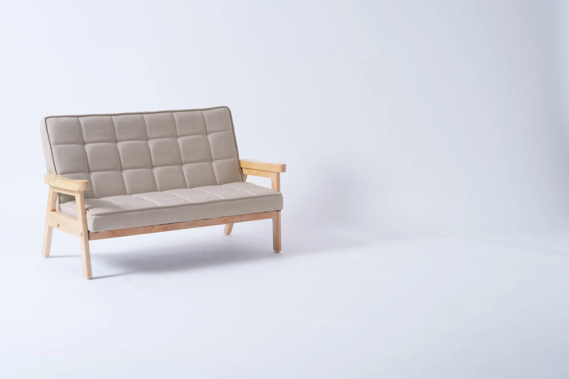 Bunny Tickles Mesasilla Kids 2 Seater Solid Timber Sofa Oat (Furniture Shipping)