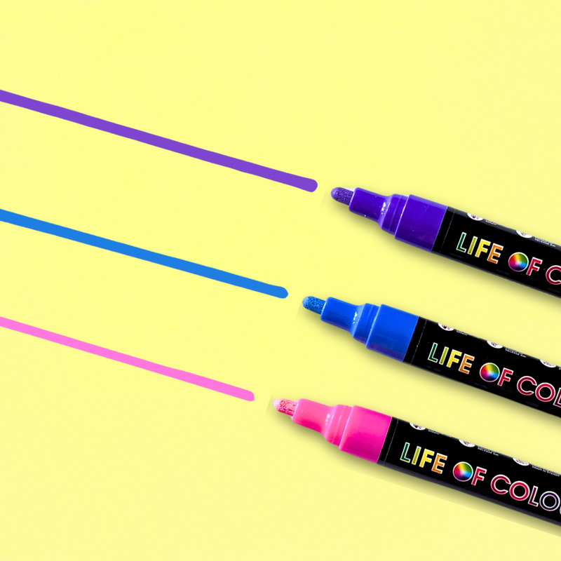 Life Of Colour All Surface Acrylic Paint Pens Classic Colours 3mm Medium Tip Set of 12 Stationary Art and craft for kids 3yrs+