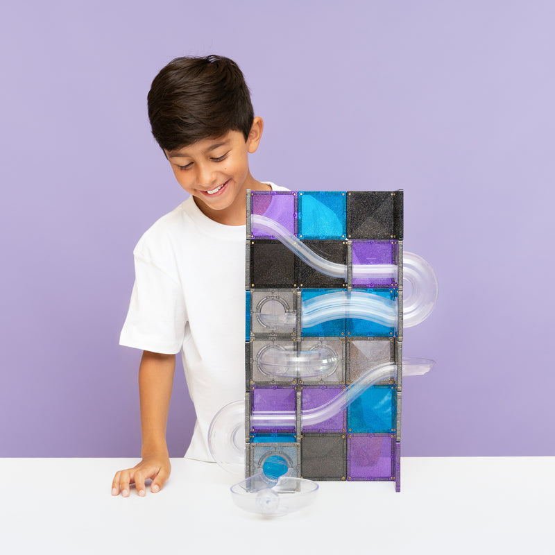 Connetix Tiles 61 Piece Ball Run Glitter Galaxy Pack NEW 2026 3yrs+