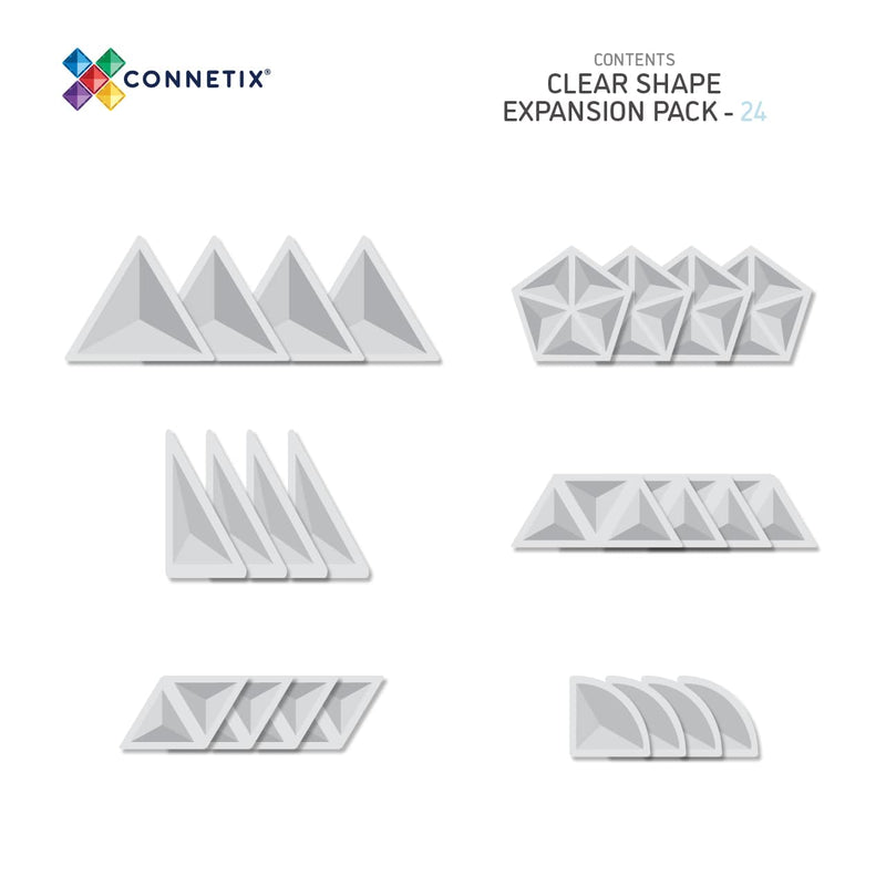 Connetix Tiles Clear Shape Expansion Pack 24 Piece Best Seller 3yrs+