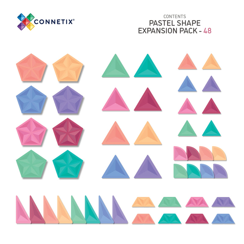 Connetix Tiles Pastel Shape Expansion Pack 48 Piece Best Seller 3yrs+