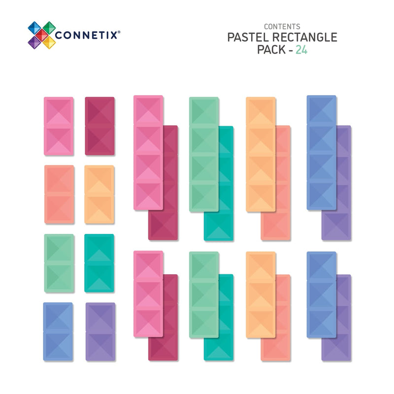 Connetix Tiles Pastel Rectangle Pack 24 Piece Best Seller 3yrs+