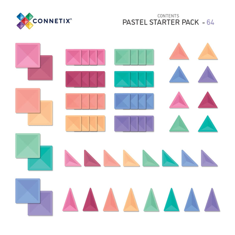 Connetix Tiles Pastel Starter Pack 64 Piece Best Seller 3yrs+