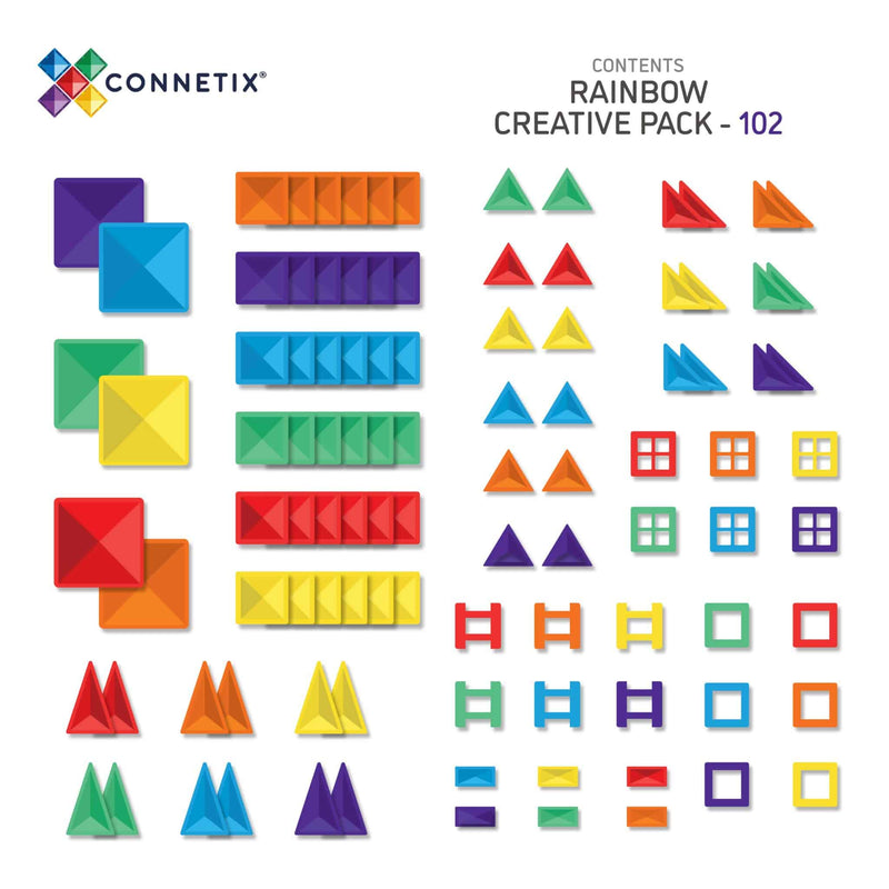 Connetix Tiles Rainbow MOVEABLE BUNDLE Creative Pack 102 Piece + Car Pack 24 Piece Best Seller 3yrs+