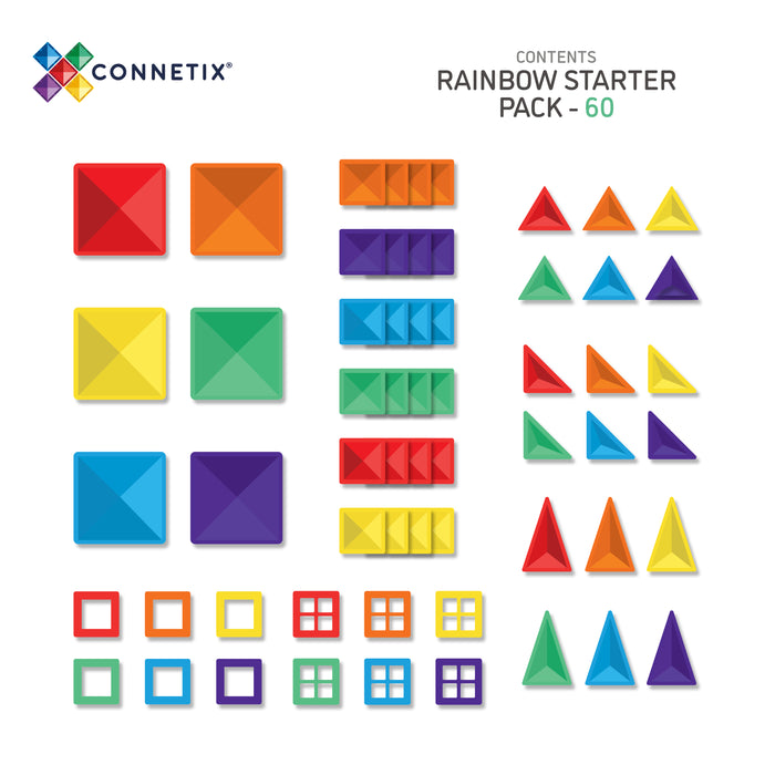Connetix Tiles Rainbow Starter Pack 60 Piece 3yrs+ (NEW)