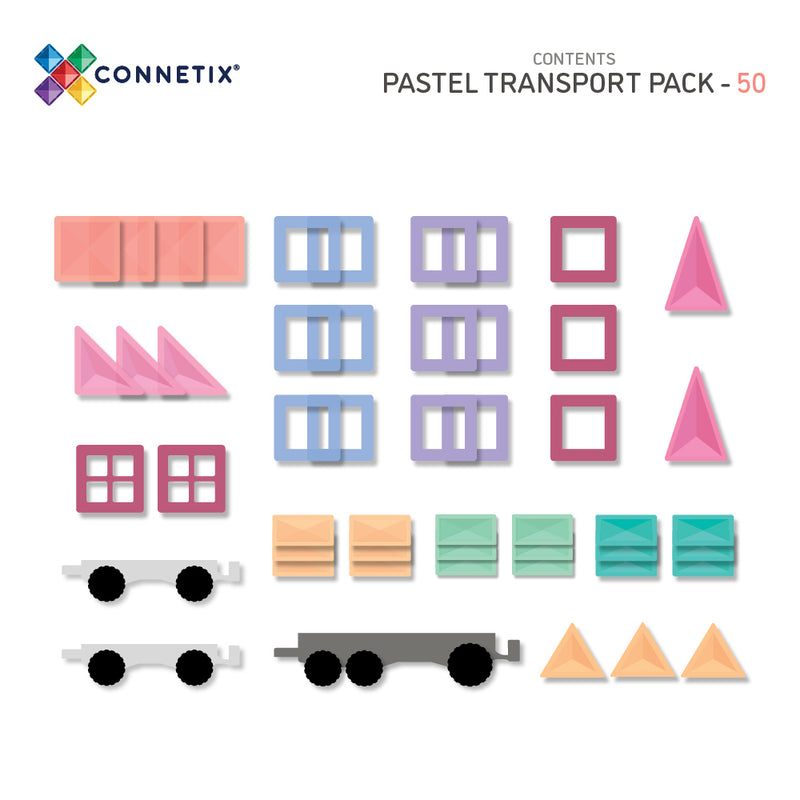 Connetix Transport Pastel Pack 50pc Toy Car Best Seller 3yrs+