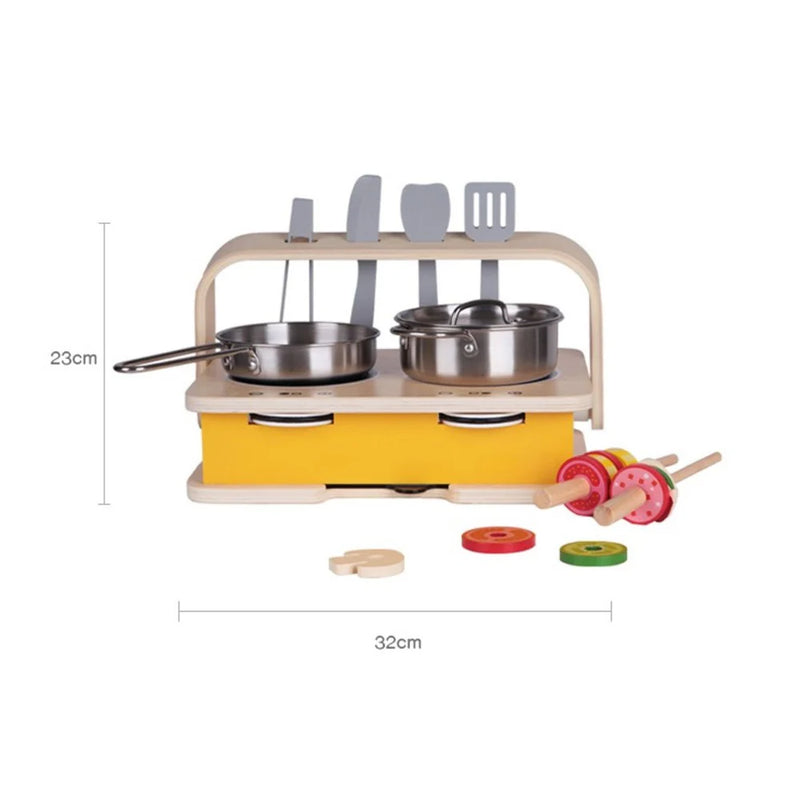 Classic World 2 in 1 Tabletop Kitchen Stovetop and BBQ Grill Double Sided Kitchen Set of 23 Pretend and Imaginative Play 3yrs+