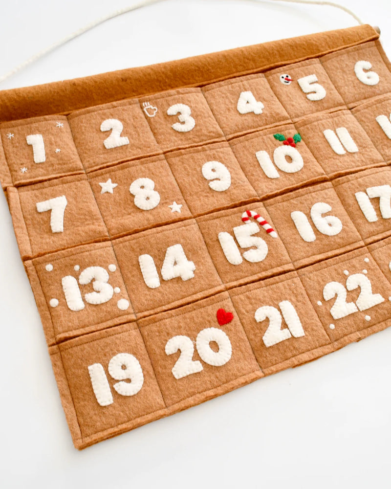 Tara Treasures Felt Christmas Advent Calendar in Gingerbread Colour Christmas Range