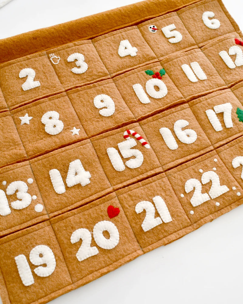 Tara Treasures Felt Christmas Advent Calendar in Gingerbread Colour Christmas Range