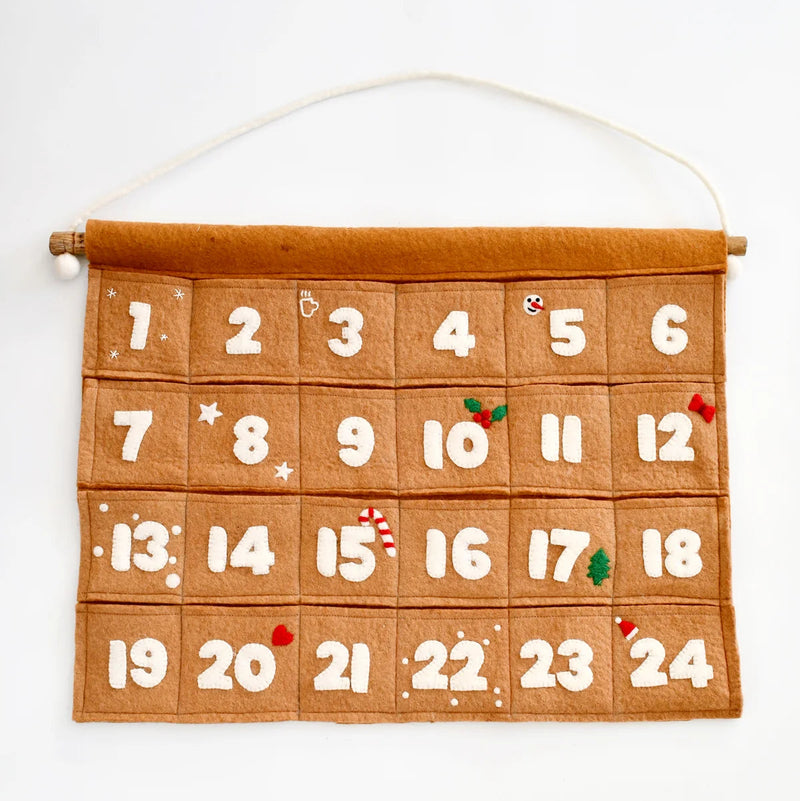 Tara Treasures Felt Christmas Advent Calendar in Gingerbread Colour Christmas Range
