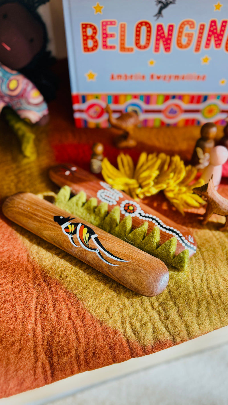 Handpainted Traditional Music Clap Sticks double sided Set of 2 by Memories of Australia Musical Instruments for Kids First National Resources School Range