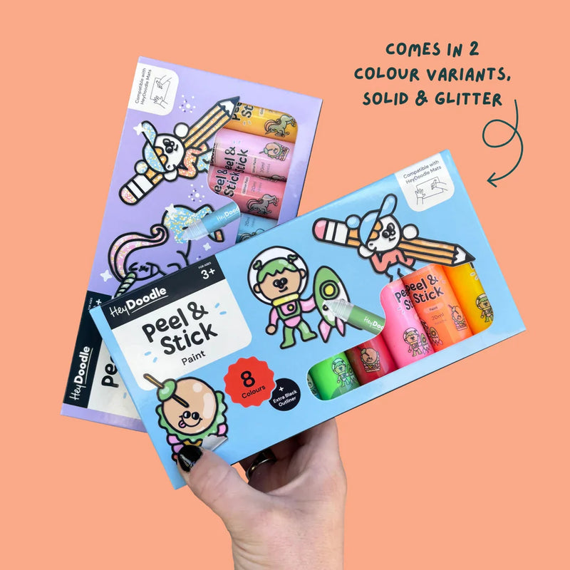 Hey Doodle Peel and Stick Paint 8 Colours Rainbow Solid Art and Craft for Kids 3yrs+