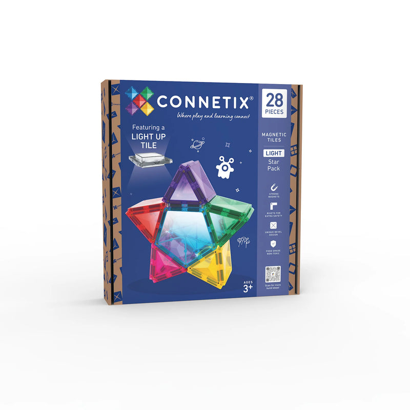 Connetix Tiles Light Up Star Pack 28 pc NEW Rainbow Bright Pack 3yrs+