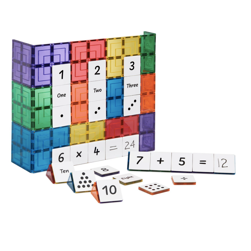 Learn and Grow Toys Magnetic Tiles Topper Numeracy Pack - 40 Piece 3yrs+