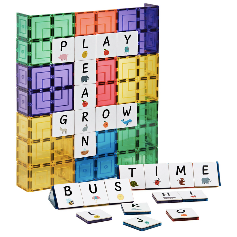 Learn and Grow Toys Magnetic Tiles Topper Alphabet Upper Case Pack - 40 Piece 3yrs+