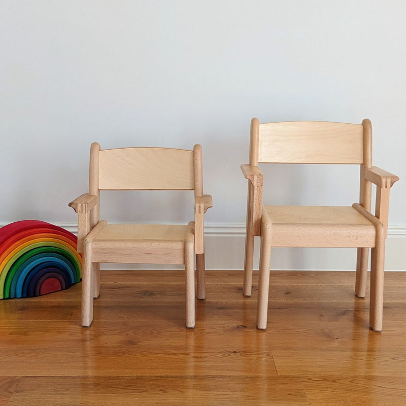 Montessori Kids Furniture Best Seller Toddler Table And Chair Set (12m - 3 yrs) ARMCHAIR Beechwood - Table 80 x 60 x 46(H)cm, Chair 26cm(H) (PREORDER FEB 2026)