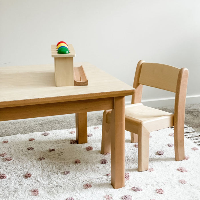 Montessori Furniture Toddler TABLE SET (12m - 3 yrs) Beechwood - Table 80 x 60 x 46(H)cm, Chair 26cm(H)