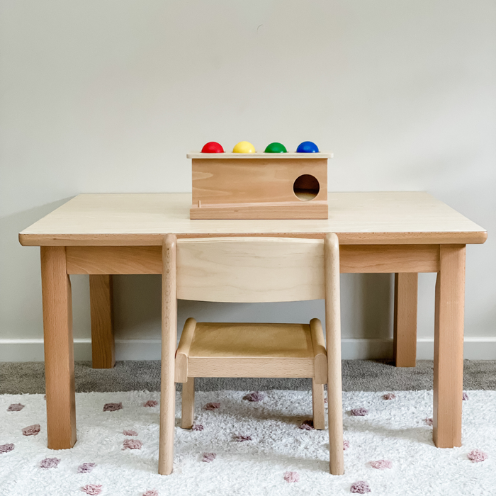 Montessori Furniture Toddler TABLE SET (12m - 3 yrs) Beechwood - Table 80 x 60 x 46(H)cm, Chair 26cm(H)
