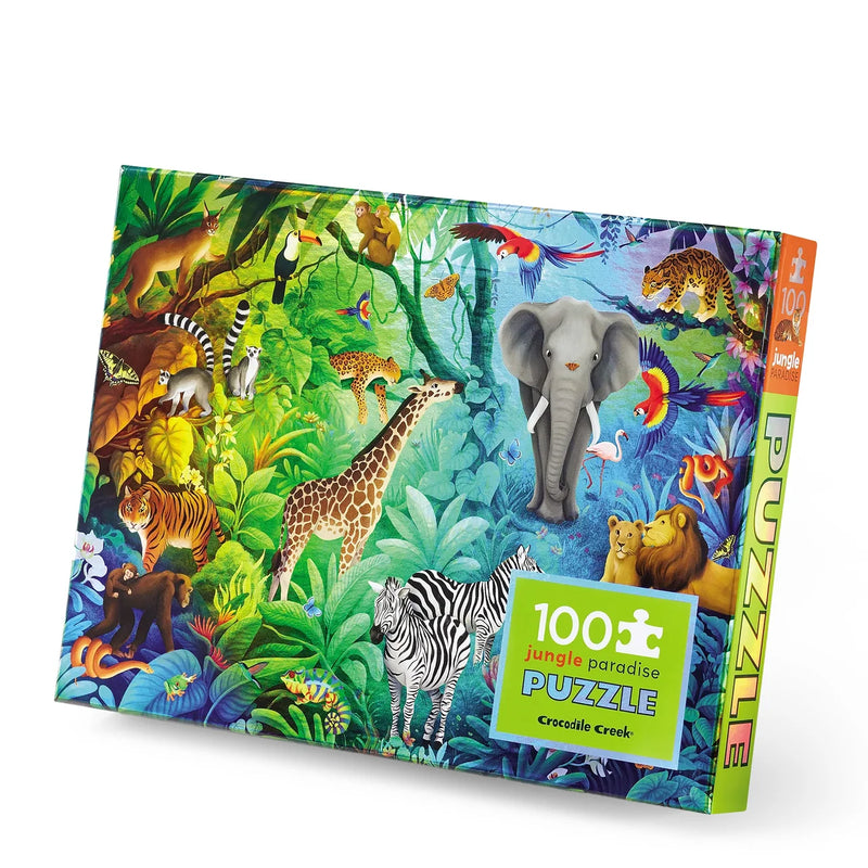 Crocodile creek Holographic Jigsaw Puzzle Jungle Paradise 100pcs Cognitive Developmental Toys Gift Idea for 5yrs+
