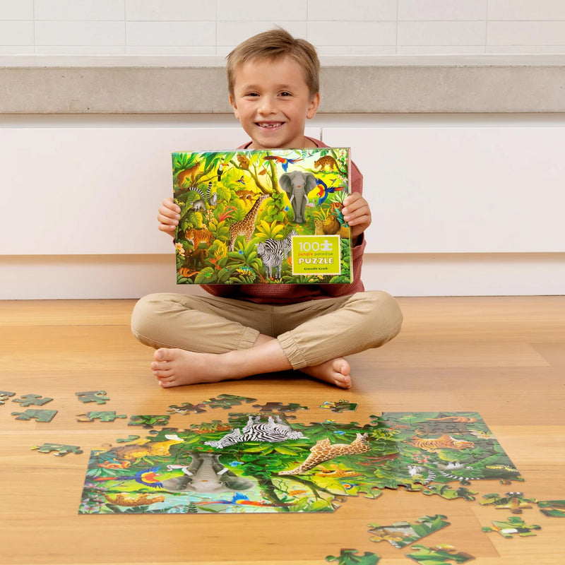 Crocodile creek Holographic Jigsaw Puzzle Jungle Paradise 100pcs Cognitive Developmental Toys Gift Idea for 5yrs+