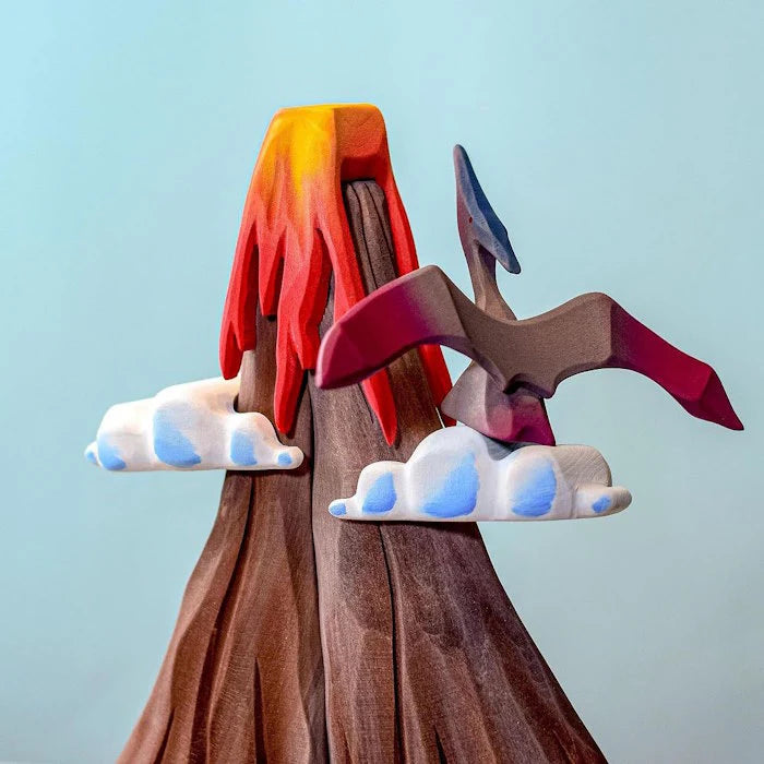 Wooden Volcano with Lava and Clouds by BumbuToys Dinosaur Toys Dinosaur and Dragon Theme 3yrs+