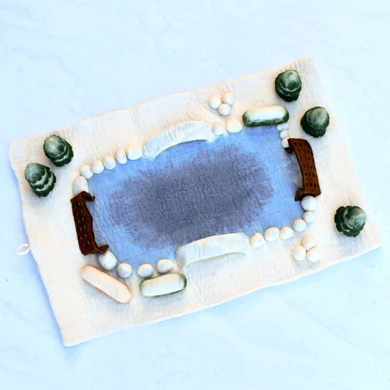 Tara Treasures Felt Ice Rink Large Mat Playscape 80cm Christmas Pretend & Imaginative Play Christmas Range 3yrs+