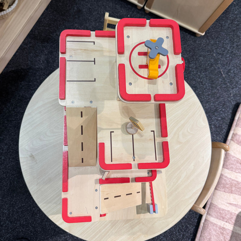 Viga Toys Wooden Multi Level Parking Garage and Gas Station Wooden Toys Car Garage 3yrs+ (Bulky Shipping)