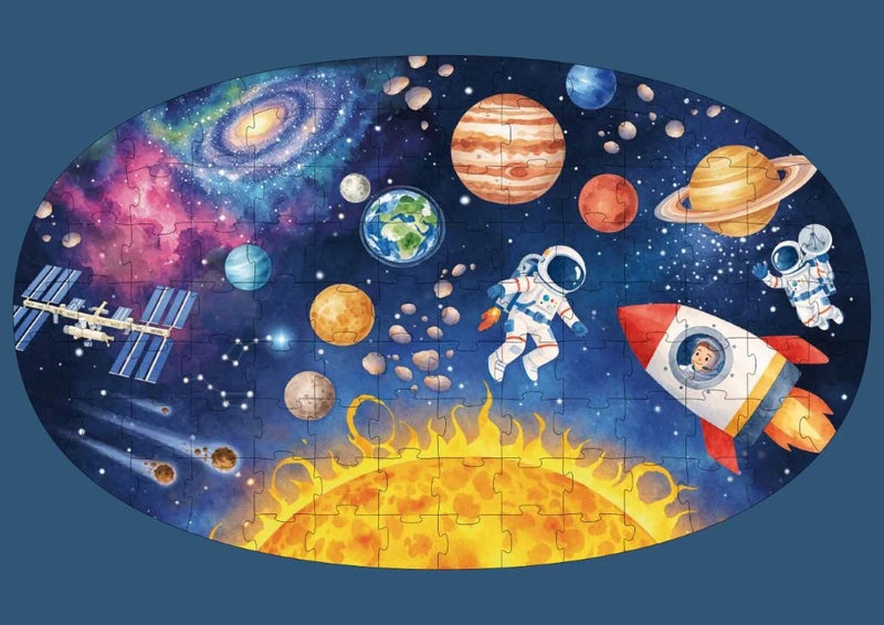 Glow in the Dark Day and Night Space 100pcs Puzzle and Book Set by Sassi Cognitive Developmental Toys Gifting Idea 5yrs+