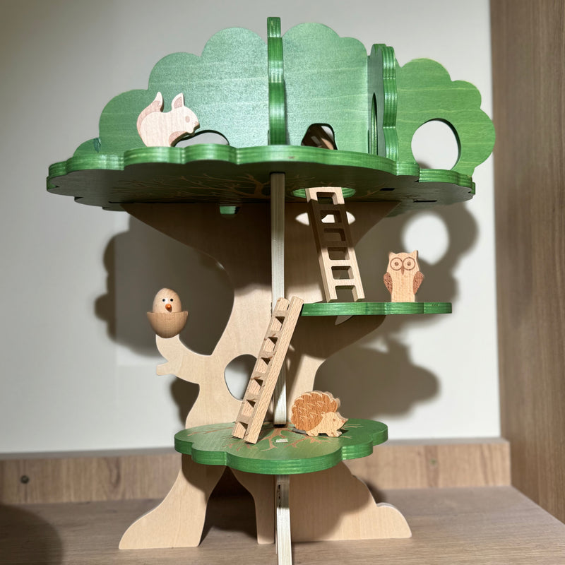 Woodland Trail Treehouse with 4 Wooden Animals by Tickit 54.5 x 37 x 36.5cm Wooden Toys Pretend and Imaginative Play 3yrs+