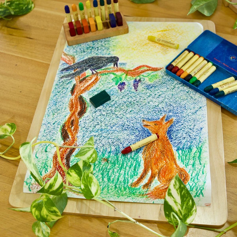 Stockmar Crayon Pure Beeswax 8 Sticks + 8 Blocks in Tin Waldorf Education Mix Stationary Art and craft for kids 3yrs+