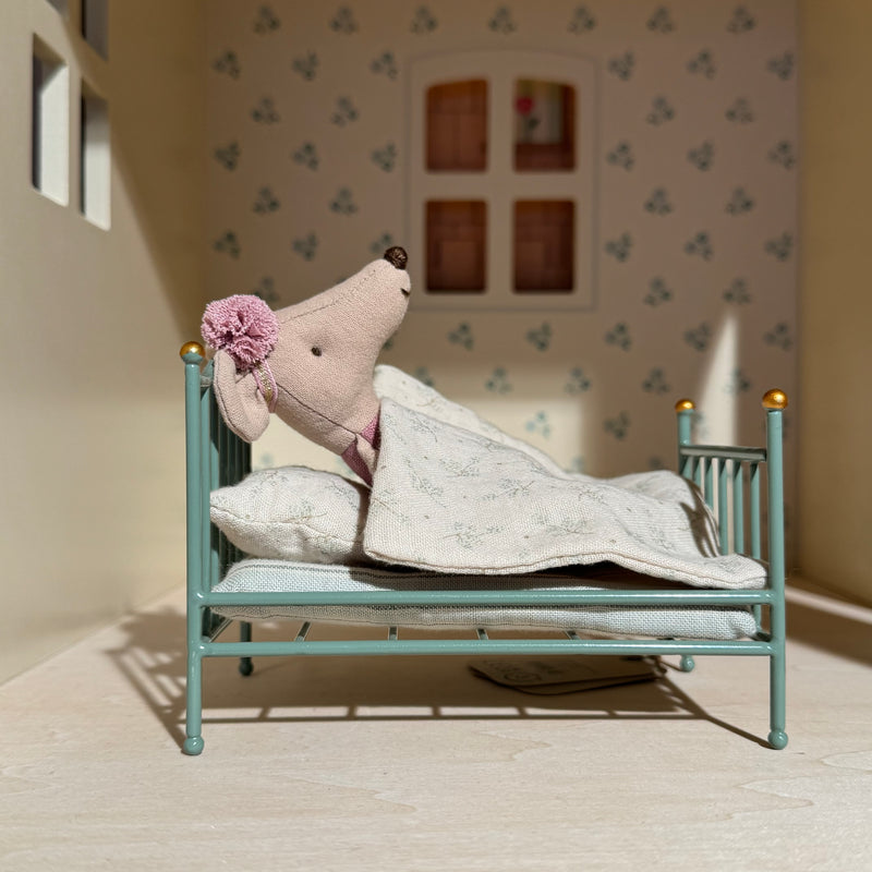 Maileg Vintage Mouse Single Bed Mint Gifting Idea for 3yrs+