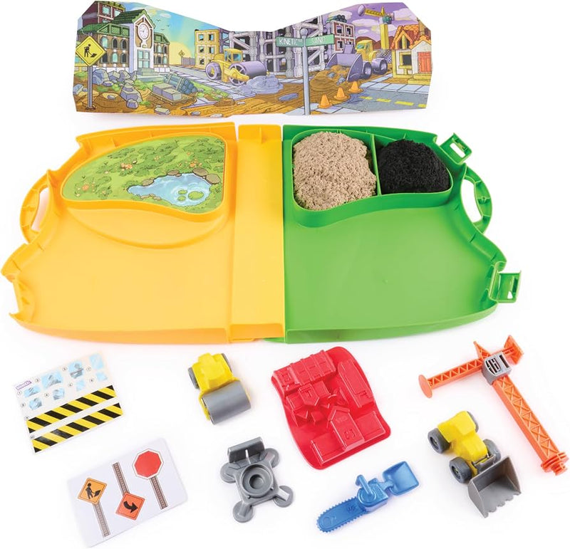 Kinetic Sand Construction Zone with Built-In Sandbox Sensory Toys for 3yrs+