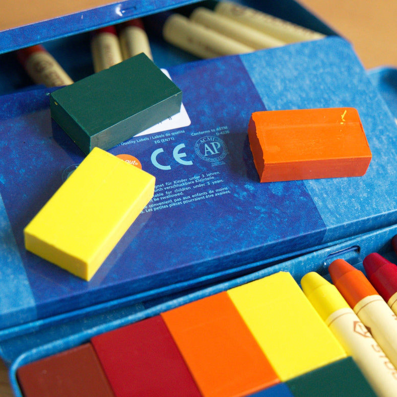 Stockmar Crayon Pure Beeswax 8 Sticks + 8 Blocks in Tin Waldorf Education Mix Stationary Art and craft for kids 3yrs+