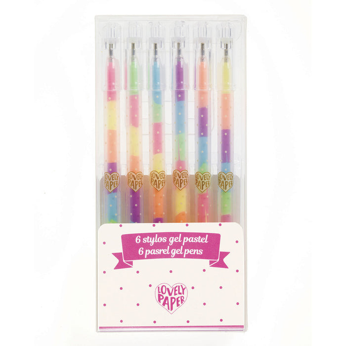 Djeco 6 Gel Pens with 6 exchangeable colours in Rainbow or Pastel 3yrs+