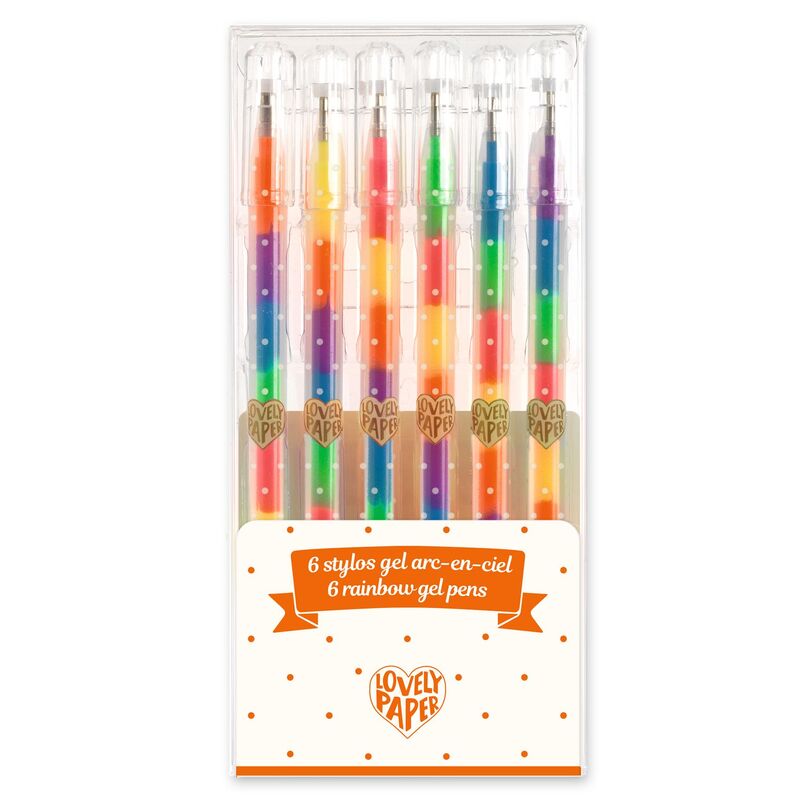 Gel Pens with 6 exchangeable colours 6pc in Rainbow or Pastel by Djeco Stationary Art and craft for kids Best Seller 3yrs+