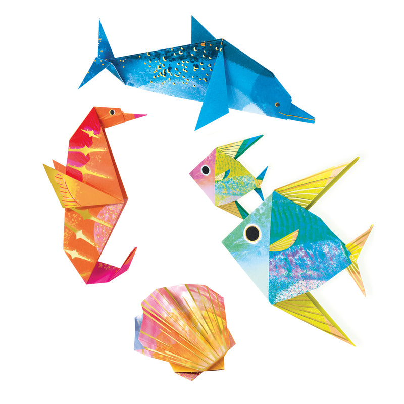 Sea Creatures Origami Paper by Djeco Stationary Art and craft for kids Ocean Toys 7yrs+
