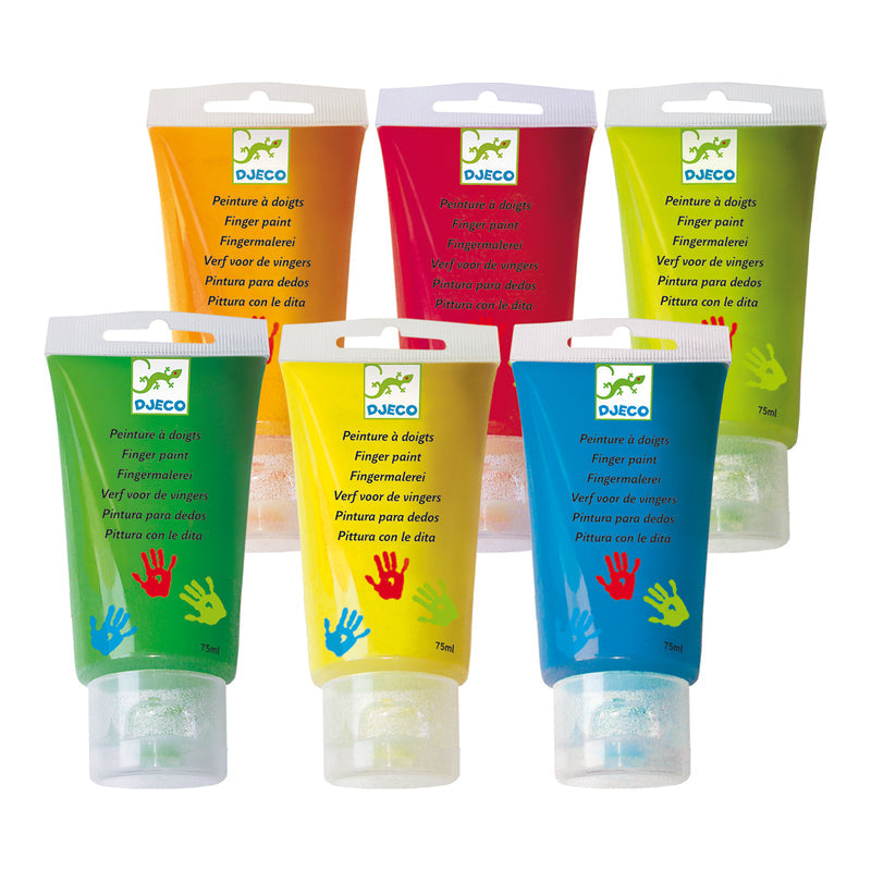 Finger Paint Tubes 6 Colours by Djeco Stationary Toddler Art and Craft Motor Skills Developmental Toys for Toddlers 18m+