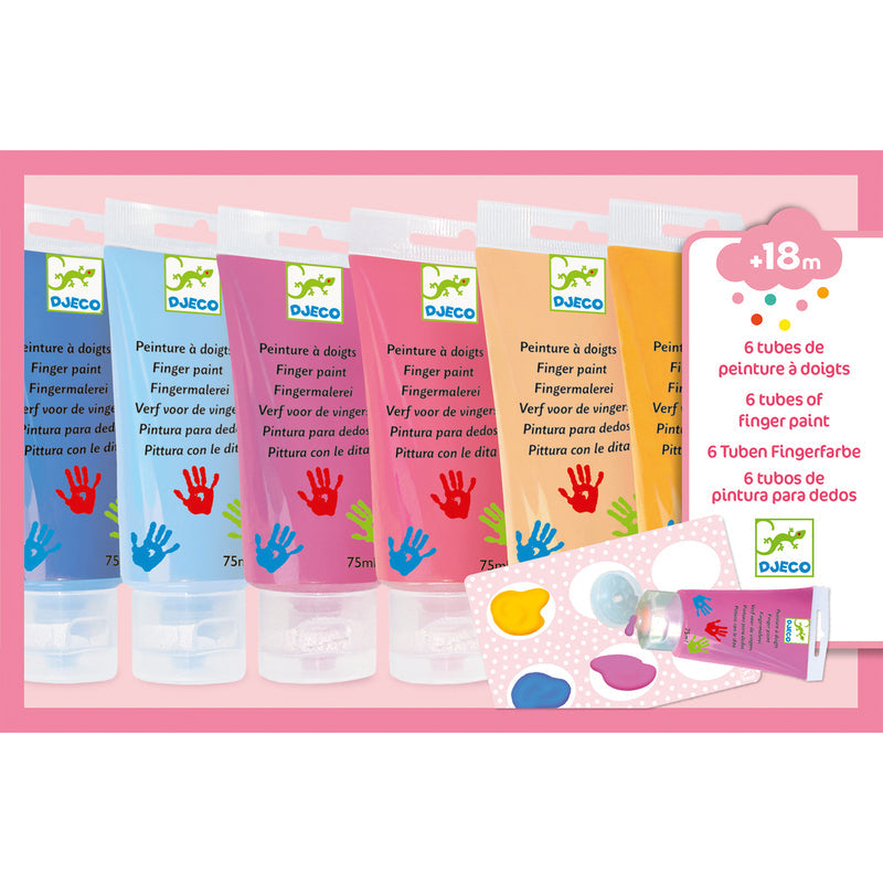 Finger Paint Tubes 6 Colours by Djeco Stationary Toddler Art and Craft Motor Skills Developmental Toys for Toddlers 18m+