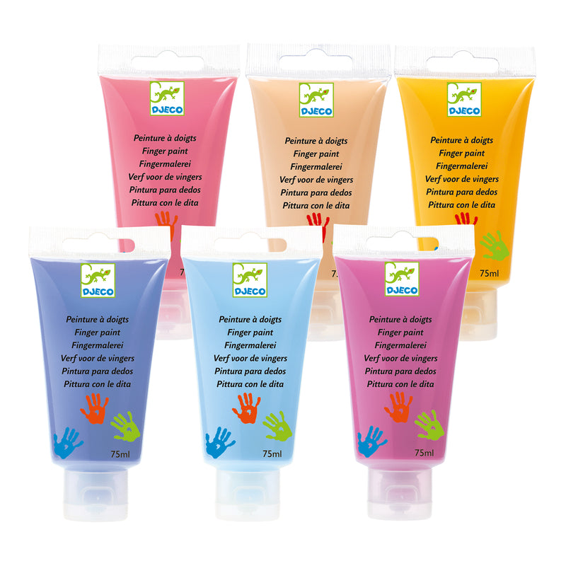 Finger Paint Tubes 6 Colours by Djeco Stationary Toddler Art and Craft Motor Skills Developmental Toys for Toddlers 18m+