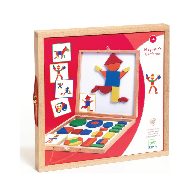 Djeco Wooden Magnetic Geoform Game 42pcs Tangram and Creative Pattern Puzzle Set 4yrs+