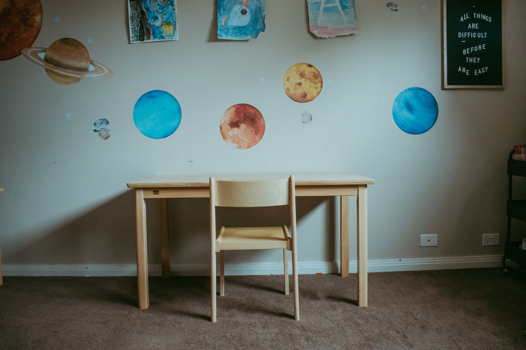Montessori Furniture Preschool TABLE SET (3 - 6 yrs) Beechwood - Table 120 x 60 x 53(H)cm, Chair 31cm(H)